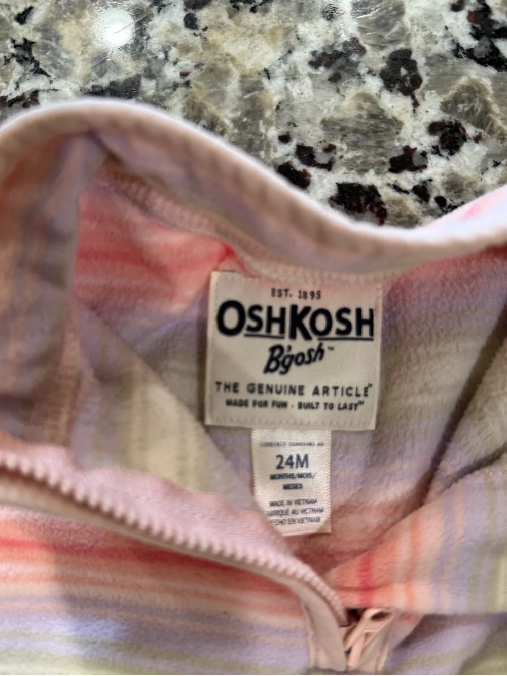 Osh Kosh B’Gosh Striped Pastel Quarter-Zip Kids Top - Pink & Cream